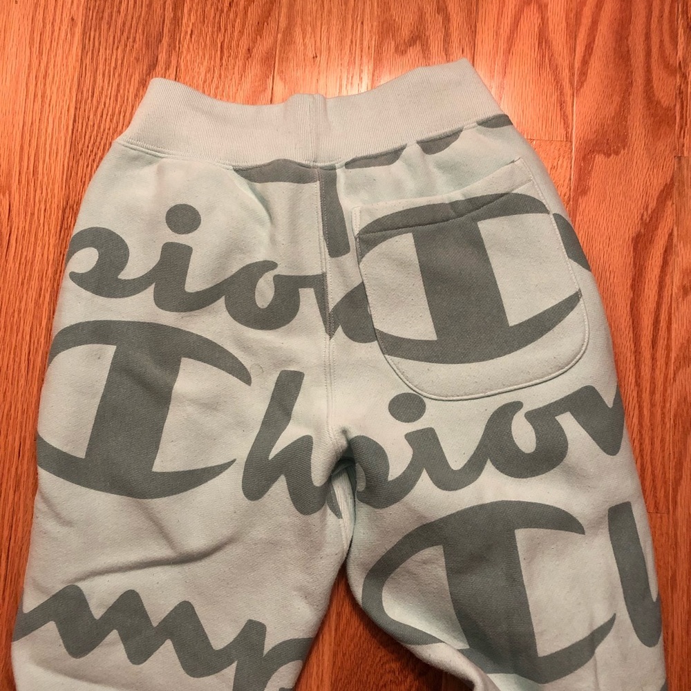 Champion Reverse Weave All Over Print Turquoise Blue Sweatpants